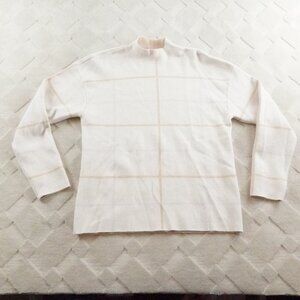 Anthropologie Mock Neck Window Pane SWEATER Womens Medium Pull Over